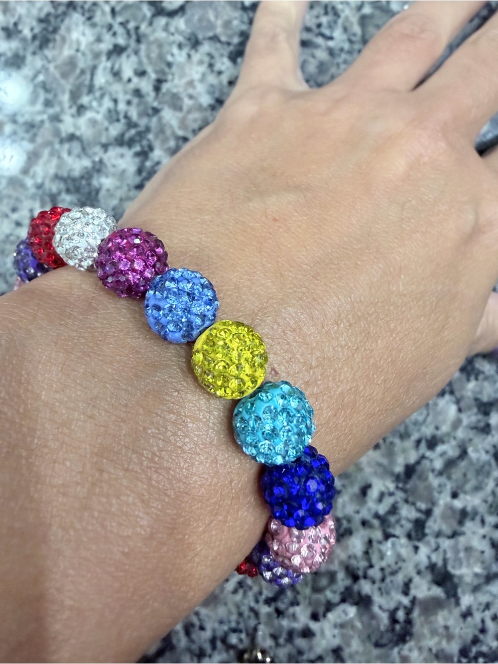 Multicolor Crystal Disco Ball Stretch Bracelet - Women Jewelry